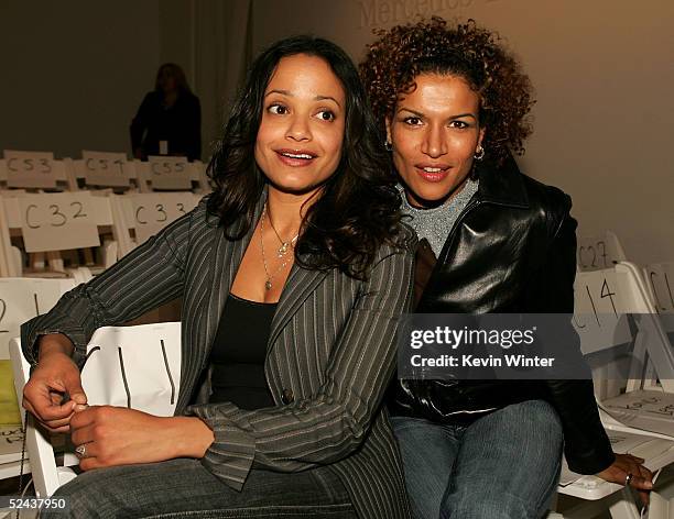 Actresses Judy Reyes and Lucia Rijker are seen in the front row at the Kevan Hall Fall 2005 show at Mercedes Benz Fashion Week at Smashbox Studios on...