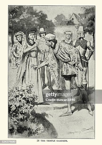 wars of the roses - in the temple gardens - york yorkshire stock illustrations