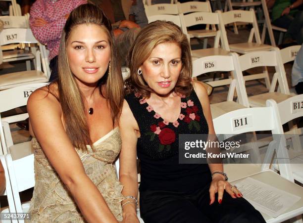 Television host Daisy Fuentes and mother Maria in the front row at the Eduardo Lucero Fall 2005 show at Mercedes Benz Fashion Week at Smashbox...