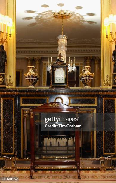 Fireplace in the 1844 Room in Buckingham Palace used for the traditional meeting of the President of Italy and Leaders of the opposition parties at...