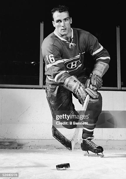 Publicity short of Canadian hockey player Henri Richard of the Montreal Canadiens, 1960s.