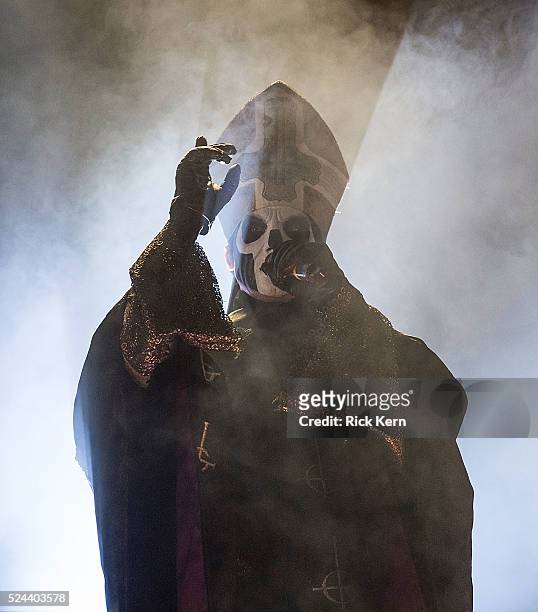 Vocalist Papa Emeritus III of Ghost performs in concert at Emo's on April 25, 2016 in Austin, Texas.