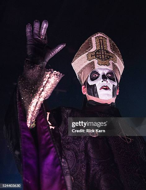 Vocalist Papa Emeritus III of Ghost performs in concert at Emo's on April 25, 2016 in Austin, Texas.