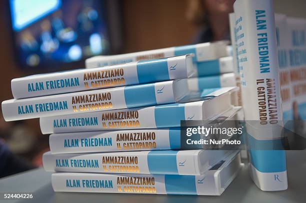 The cover book in the book presentation in RcS Foundation "Ammaziamo il Gattopardo" writed by Alan Friedman, on February 12, 2014. Photo: Adamo Di...