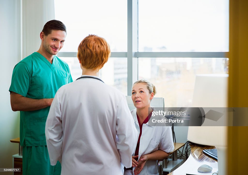 Medical team discussing in clinic