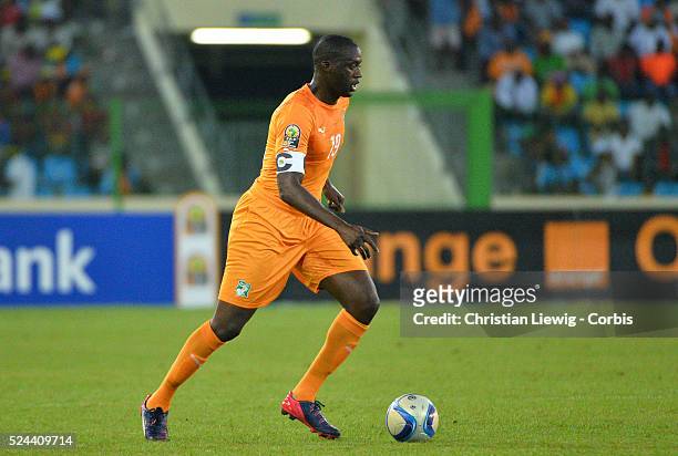 Cotes D'Ivoire ,s Yaya Toure during the 2015 Orange Africa Cup of Nations Quart Final soccer match,Cote d'Ivoire Vs Algerie at Malabo stadium in...