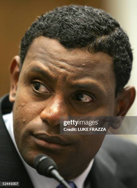 Sammy Sosa, current Baltimore Oriole and former Chicago Cub, testifies before a House Government Reform Committee hearing 17 March 2005 on Capitol...