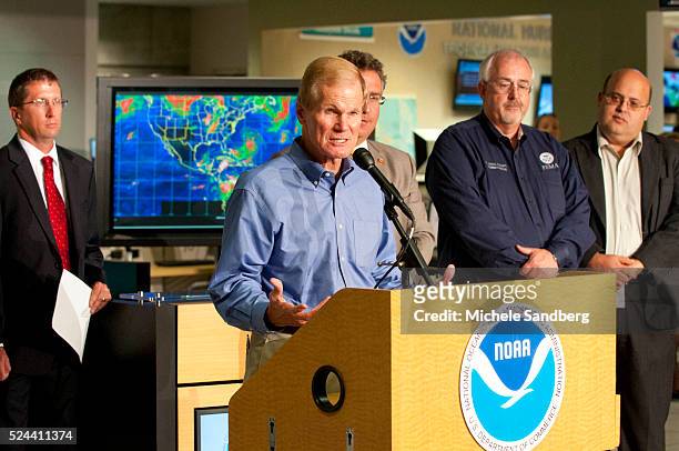 May 31 Bill Nelson speaking, Richard Knabb, Joe Garcia, William Craig Fugate and Meteorologist Pable Santos. As part of National Hurricane...