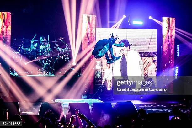 Vocalist Randy Blythe of Lamb of God performs in concert at ACL Live on February 8, 2016 in Austin, Texas.