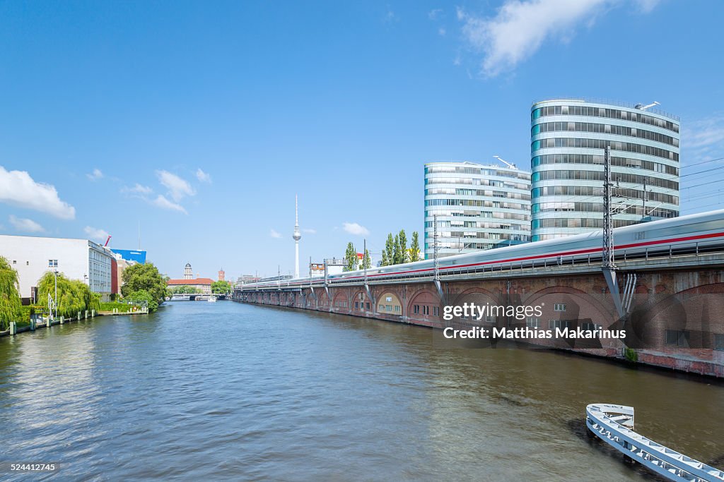 Berlin city skyline with modern business buildings