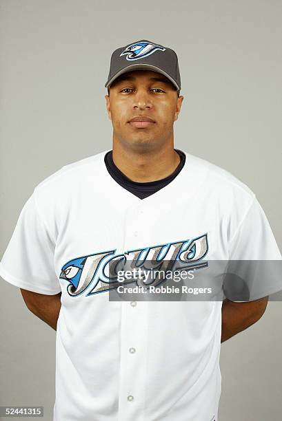 Vernon Wells of the Toronto Blue Jays poses for a portrait during photo day at Dunedin Stadium on February 28, 2005 in Dunedin, Florida.