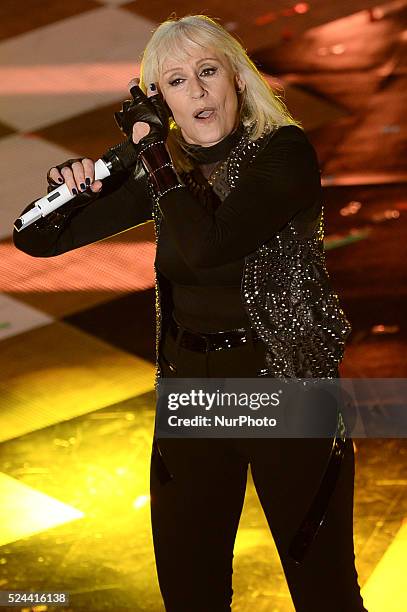 Raffaella Carr�� attend the opening night of the 64rd Sanremo Song Festival at the Ariston Theatre on February 18, 2014 in Sanremo, Italy.