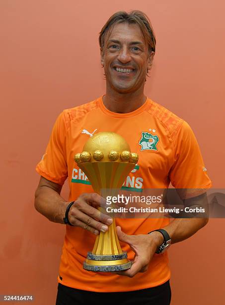 .Ivory Coast's coach Herve Renard during the 2015 Orange Africa Cup of Nations Final soccer match, Ivory Coast vs Ghana at Bata stadium in Bata,...