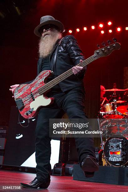 Dusty Hill and Billy Gibbons of ZZ Top perform in concert at Cedar Park Center on April 30, 2015 in Cedar Park, Texas.