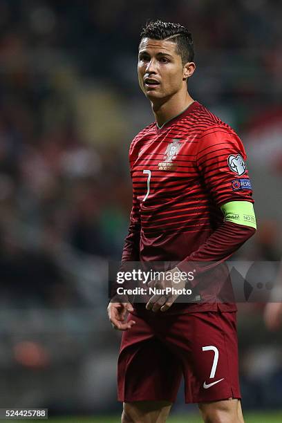 Portugal's forward Cristiano Ronaldo during the UEFA EURO 2016 FRANCE, Qualifying Group I: Portugal vs Denmark at AXA Stadium in Portugal on October...