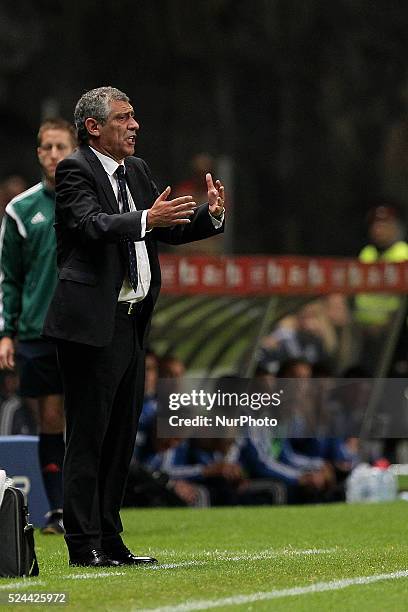 Portugal's head coach Fernando Santos during the UEFA EURO 2016 FRANCE, Qualifying Group I: Portugal vs Denmark at AXA Stadium in Portugal on October...