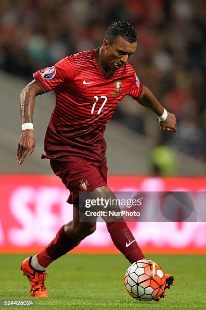 Portugal's midfielder Nani in action during the UEFA EURO 2016 FRANCE, Qualifying Group I: Portugal vs Denmark at AXA Stadium in Portugal on October...