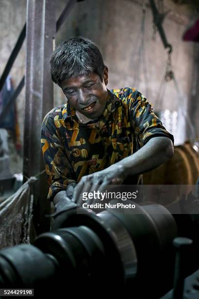 Children works in aluminium factory in Dhaka, in Dhaka, Bangladesh, on April 26, 2016.