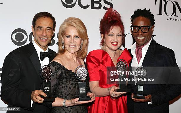 Hal Luftig, Daryl Roth, Cyndi Lauper and Billy Porter at the press room for the 67th Annual Tony Awards held in New York City on June 9, 2013