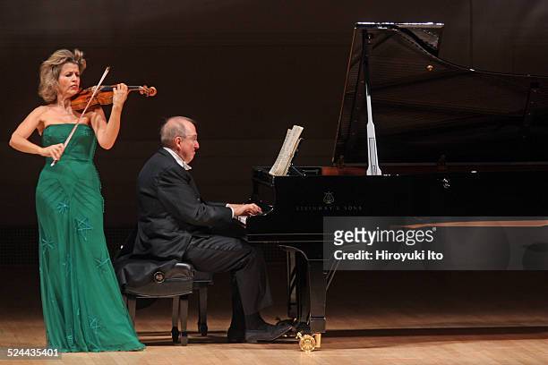Anne-Sophie Mutter, accompanied by Lambert Orkis on piano, performing the music of Previn, Franck and Beethoven at Carnegie Hall on Tuesday night,...