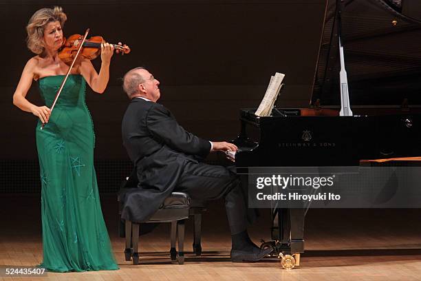 Anne-Sophie Mutter, accompanied by Lambert Orkis on piano, performing the music of Previn, Franck and Beethoven at Carnegie Hall on Tuesday night,...