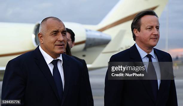 British Prime minister David Cameron arrived on a official visit to Bulgaria and meet with Bulgarian Prime minister Boyko Borisov in Sofia, December...