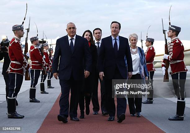 British Prime minister David Cameron arrived on a official visit to Bulgaria and meet with Bulgarian Prime minister Boyko Borisov in Sofia, December...