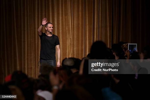 The Serbian fashion designer Aleksandar Protic presents the Spring/Summer 2016 creations during Lisbon Fashion Week - Moda Lisboa The Timers at the...