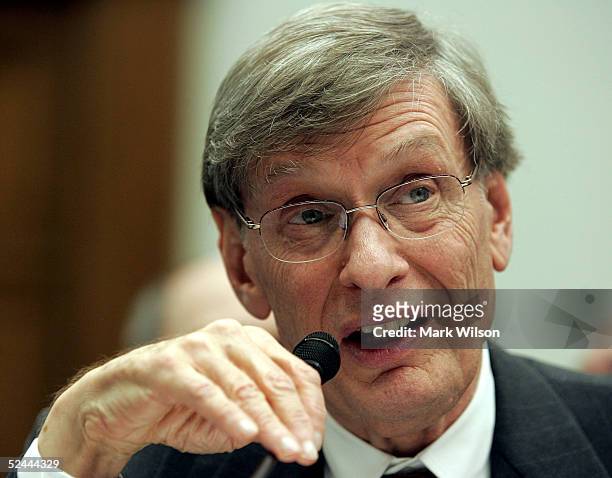 Allan "Bud" Selig, Commissioner of Major League Baseball testifies March 17, 2005 for a House Committee session that is investigating Major League...