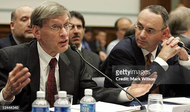 Allan "Bud" Selig , Commissioner of Major League Baseball, testifies March 17, 2005 for a House Committee session that is investigating Major League...