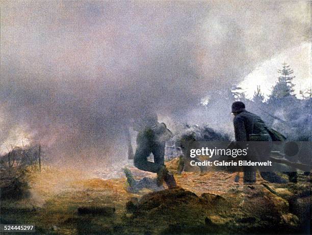 German storm troop unit during an attack, Poland, 1939.