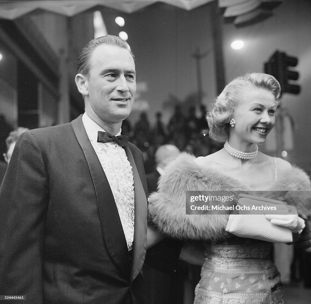 Actress Vera-Ellen and husband Victor Rothschild attend the premiere