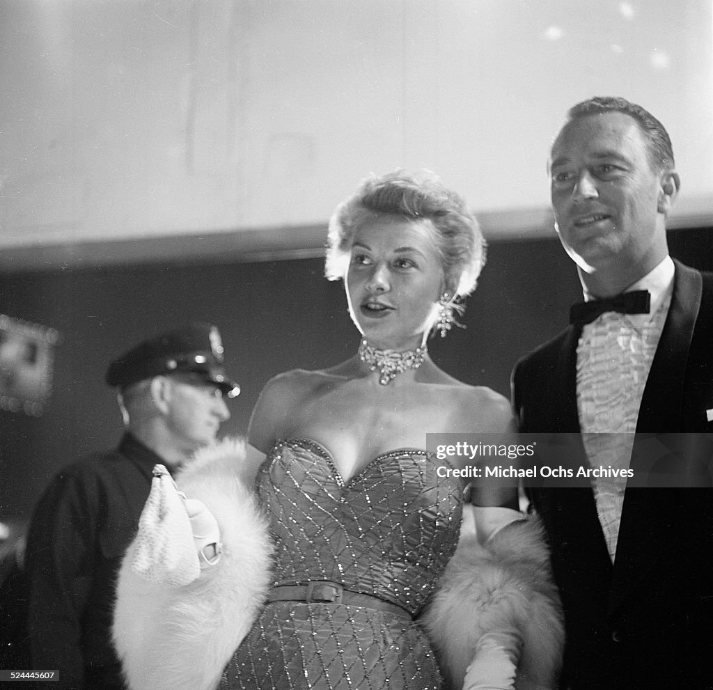 Actress Vera-Ellen and husband Victor Rothschild attend the Academy