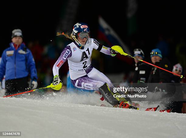 Mikaela Shiffrin from USA, during the 6th Ladies' slalom 1st Run, at Audi FIS Ski World Cup 2014/15, in Flachau. 13 January 2014, Picture by: Artur...