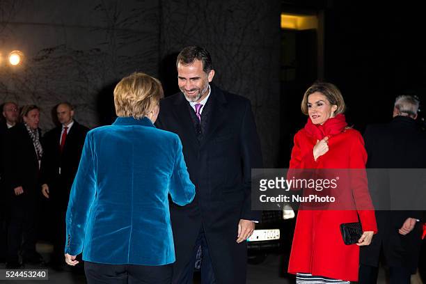 King Philip VI. And Queen Letizia of Spain are received by the German Chancellor Angela Merkel at the German Chancellery during the visit to Berlin,...