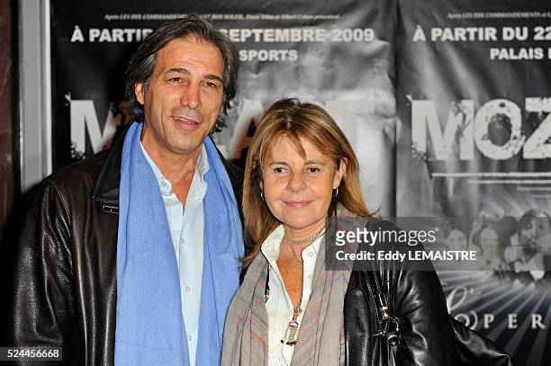 Stephane Ferrara and Dominique Cantien attend the premiere of "Mozart, l'Opera Rock" in Paris.