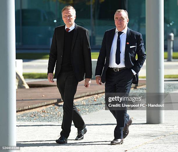 Ian Ayre C.E.O. Of Liverpool F.C. And Craig Evans Head of P.R. Of Liverpool F.C. Arrives for the hearing of the verdict of unlawful killing at the...