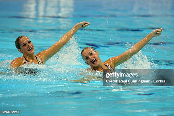 The Duets Team from Argentina, twin sisters Etel and Sofia SANCHEZ during the Free Routine of the Fina Synchronised Swimming event at the Aquatic...