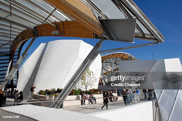 Picture shows a detail of the Louis Vuitton Foundation building in the Bois de Boulogne in Paris, France, on 27 October 2014. The new building,...