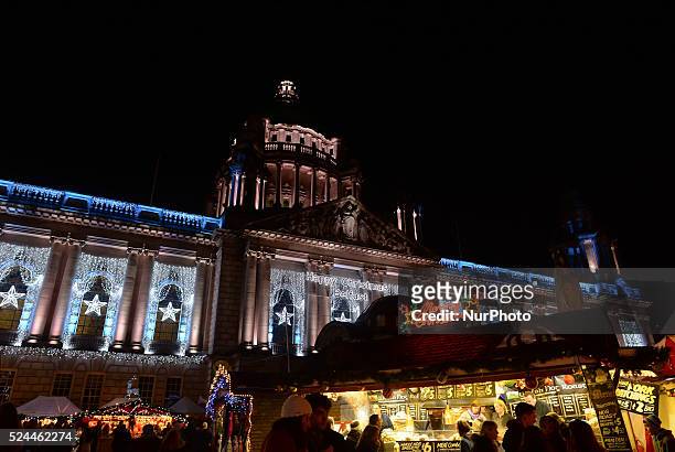 Christmas Market outside Belfast CIty Hall. Belfast, Northern Ireland. Picture by: Artur Widak/NurPhoto