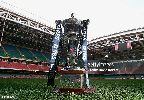 The RBS trophy seen at the Millennium Stadium prior to tomorrows RBS Six Nations International between Wales and Ireland at The Millennium Stadium on...