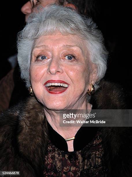 CELESTE HOLM NOVEMBER 1, 2001 OPENING NIGHT OF BROADWAY'S NOISES OFF AT THE BROOKS ATKINSON THEATRE IN NEW YORK CITY.