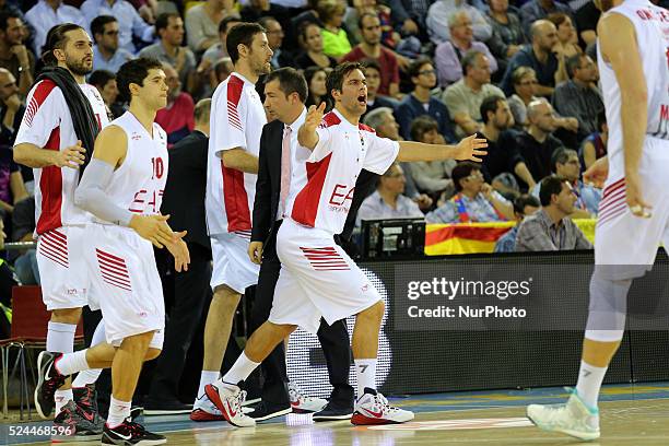 November- SPAIN: Bruno Cerella and Trenton Meacham in the match between FC Barcelona and Emporio Armani, for the week 7 of the Euroleague basketball...