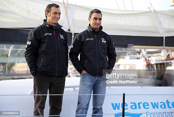 December- SPAIN: Bruno Garcia and Willy Garcia in the welcome the skippers of the Barcelona World Race 2014/2015, held at the Portal de la Pau in...