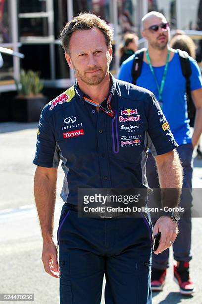 Christian Horner of the Infiniti Red Bull Racing Team in the paddock during the 2015 Formula 1 Shell Belgian Grand Prix at Circuit de...
