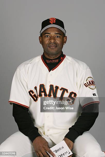 Michael Tucker of the San Francisco Giants poses for a portrait during photo day at Scottsdale Stadium on March 2, 2005 in Scottsdale, Arizona.