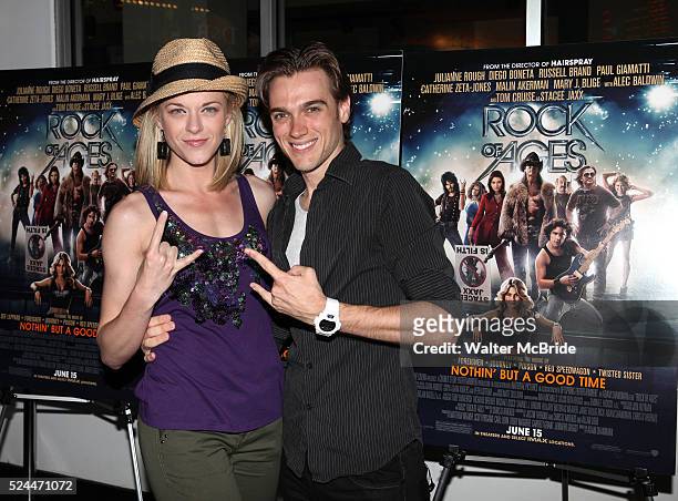 Broadway Stars Ashley Spencer & Justin Matthew Sargent attending a screening of 'Rock Of Ages' at the Regal E-Walk Stadium Theaters in New York City...