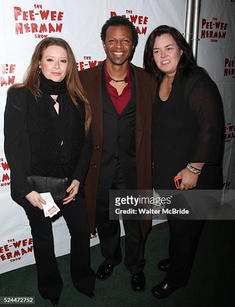 Natasha Lyonne, Phil LaMarr and Rosie O'Donnell at the After Party for the Opening Night Performance of the Pee-Wee Herman Show at The Bryant Park...
