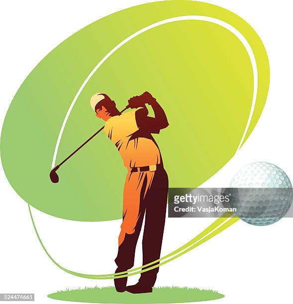 ilustrações de stock, clip art, desenhos animados e ícones de jogador de golfe teeing off - golf swing