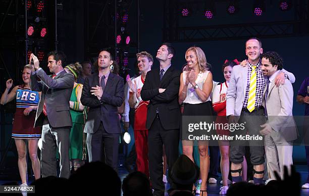 Ensemble Cast with Andy Blankenbueher, Lin-Manuel Miranda, Tom Kitt, Amanda Green, Jeff Whitty, & Alex Lacamoire during the Broadway Opening Night...